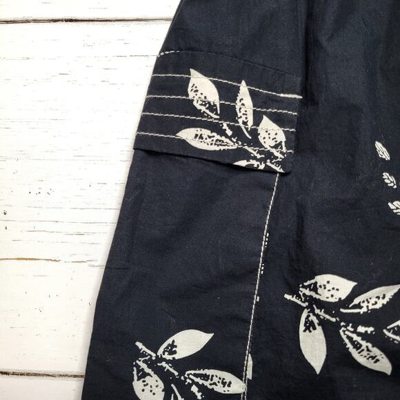 Caroline Constas Puff Sleeve V Neck Floral Dress Black White Tie Waist Small - Picture 6 of 10